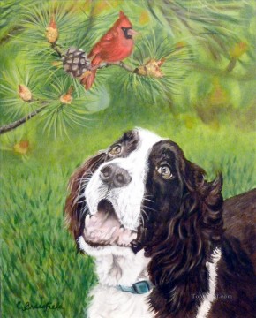 Perroquet et chien Peinture à l'huile